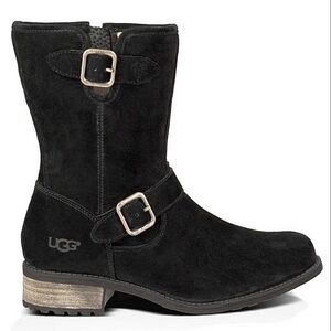 UGG "Chaney" Black Suede Leather Shearling Lined Boots | Women's Size 9.5